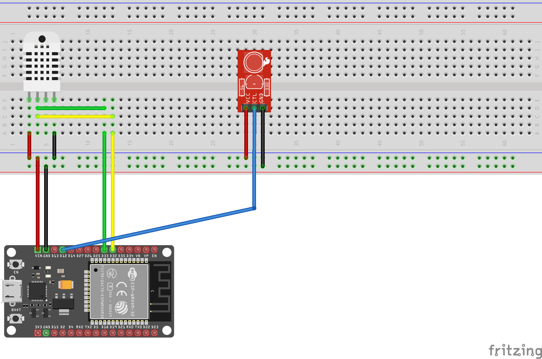 A screenshot of Fritzing showing the schematics of the device.
