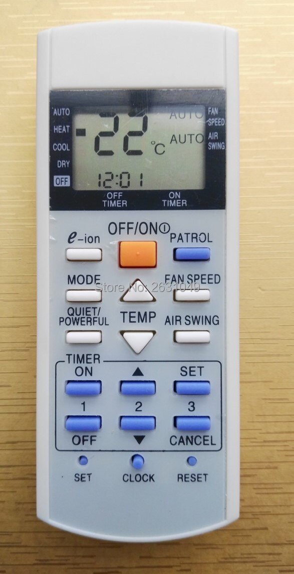 A photo of the AC unit remote control.